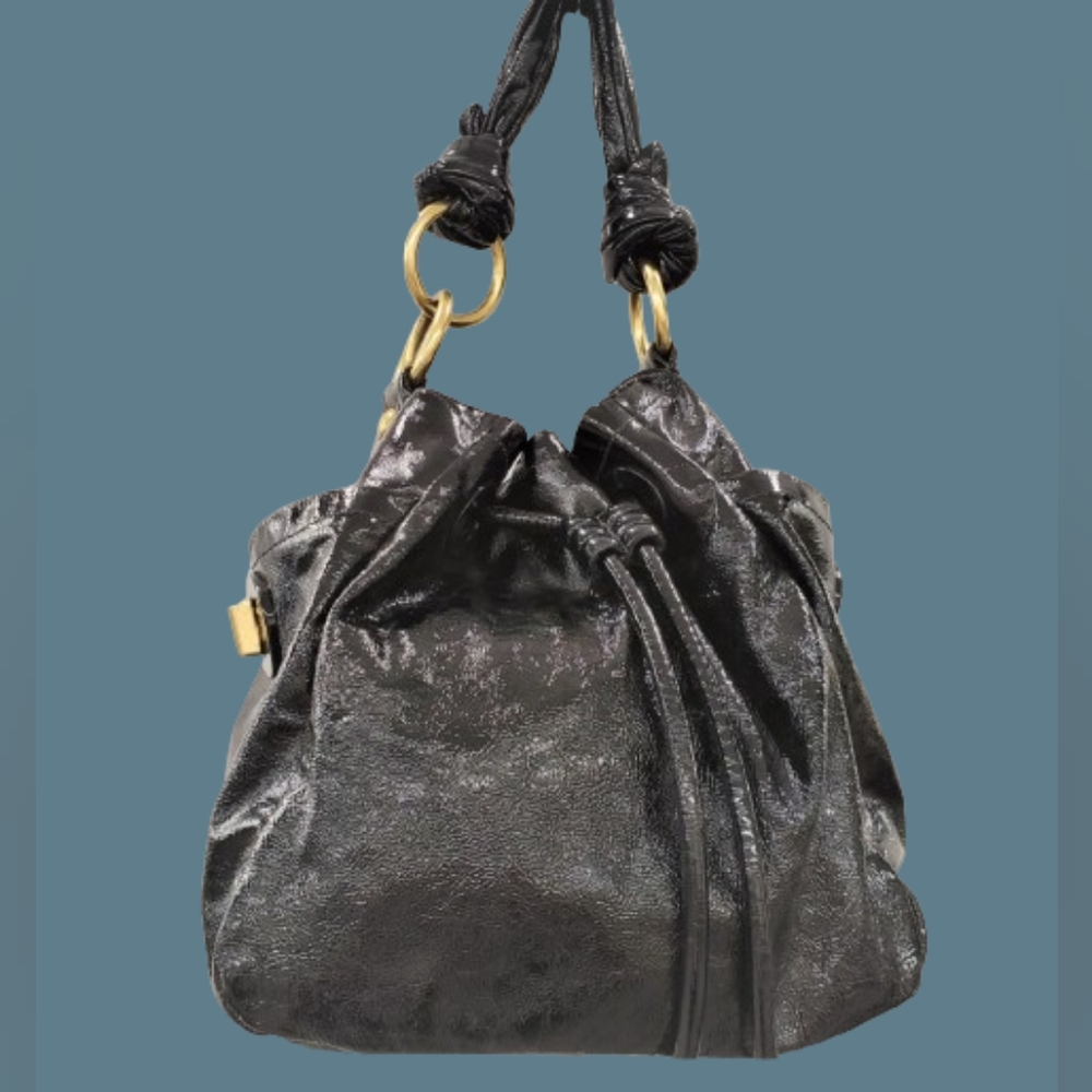 *RARE COACH LTD RESORT BLACK CALF LEATHER DRAWSTRING SHOULDER  HANDBAG